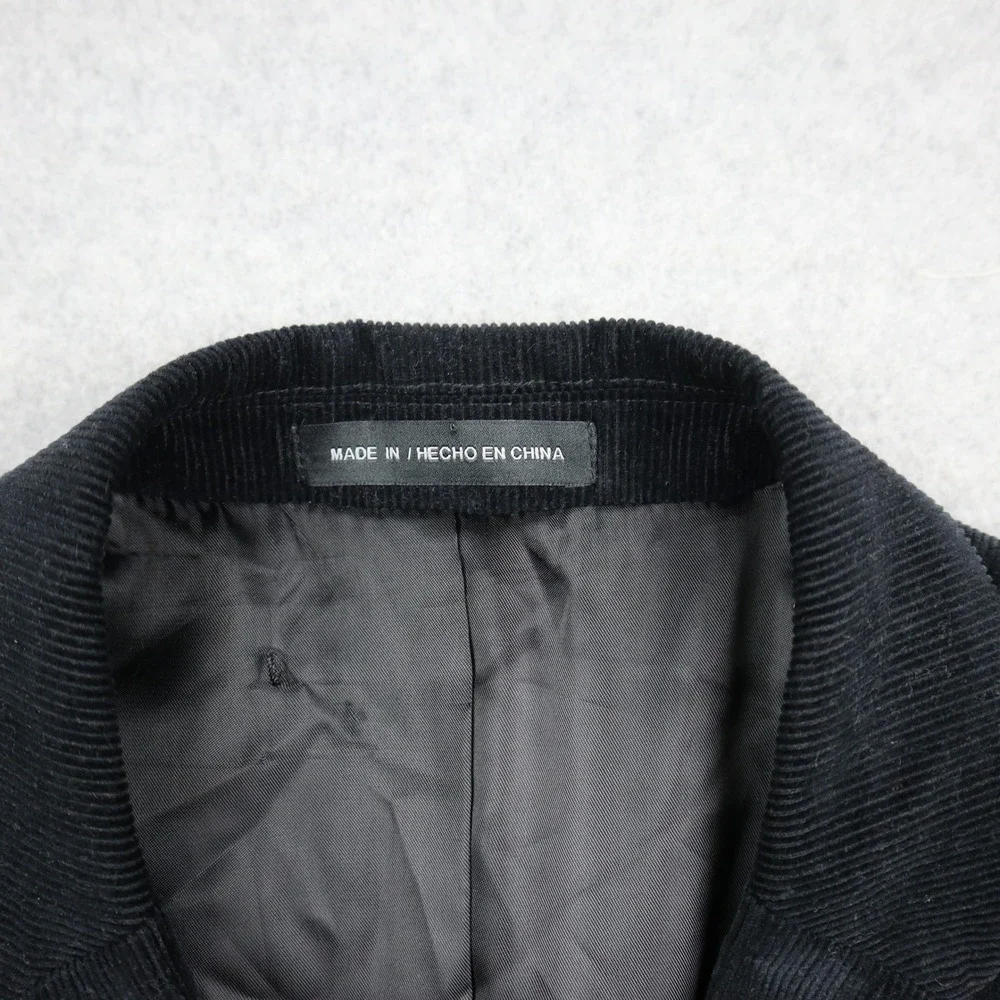 Perry Ellis Portfolio Blazer Mens 40S Slim Fit Black Corduroy Elbow Patches